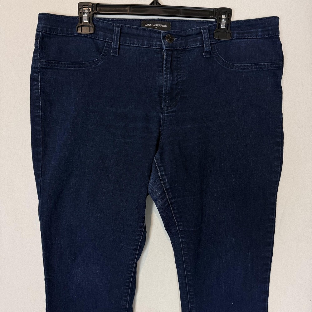 Banana Republic Jeans Womens 14 Blue Skinny Mid Rise Stretch Dark Wash Denim - Picture 3 of 16